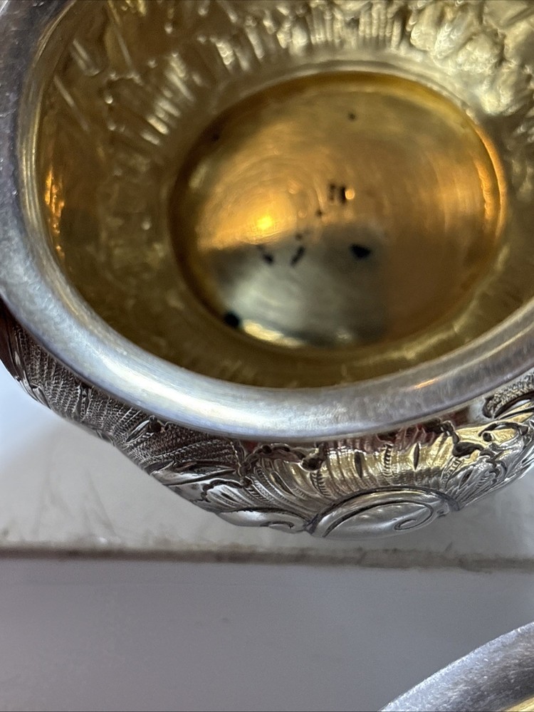 Antique Victorian Solid silver embossed Cream Jug&Sugar Elkington&co 1897.