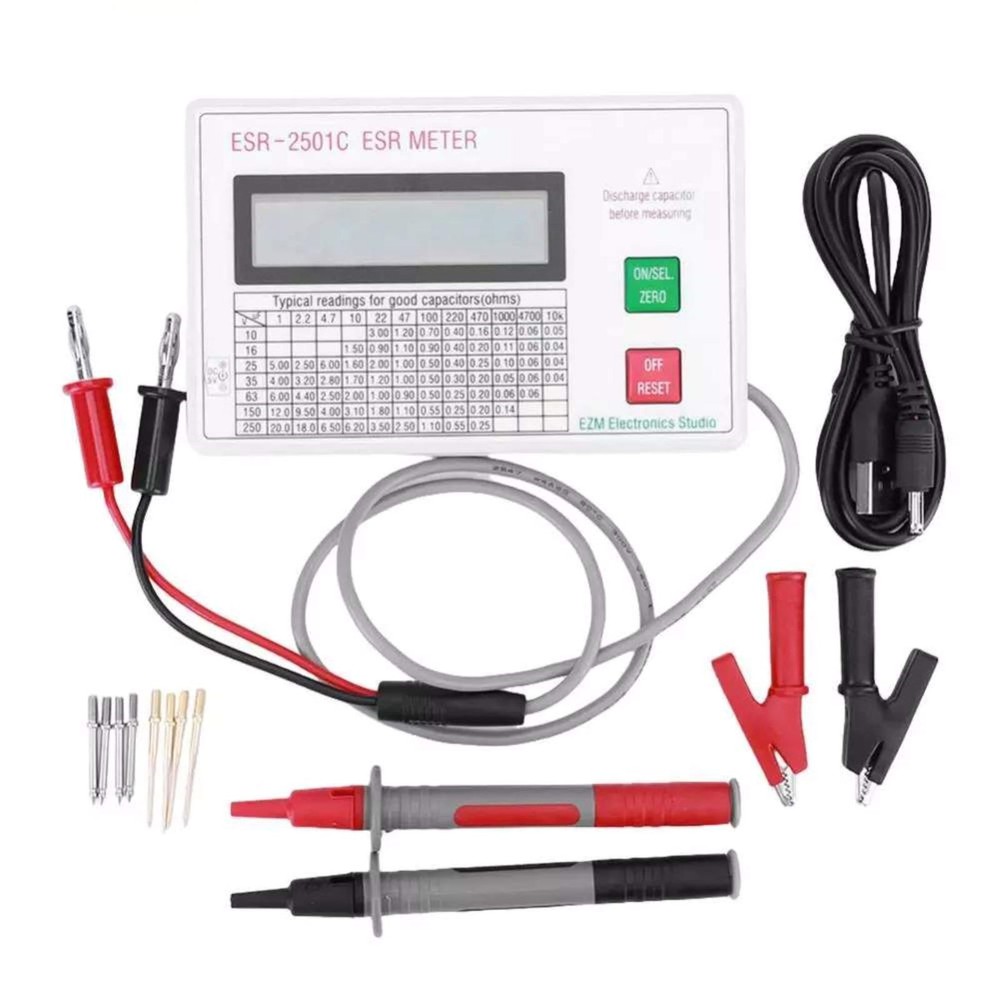 Handheld ESR DCR Capacitor Tester High Accuracy Capacitance Meter Smart Shutdown