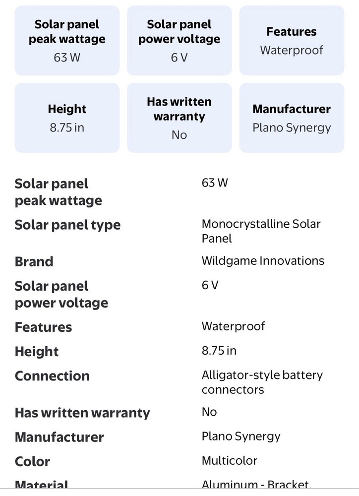 Wildgame Innovations WGISO0010 6V Edrenaline Solar Panel