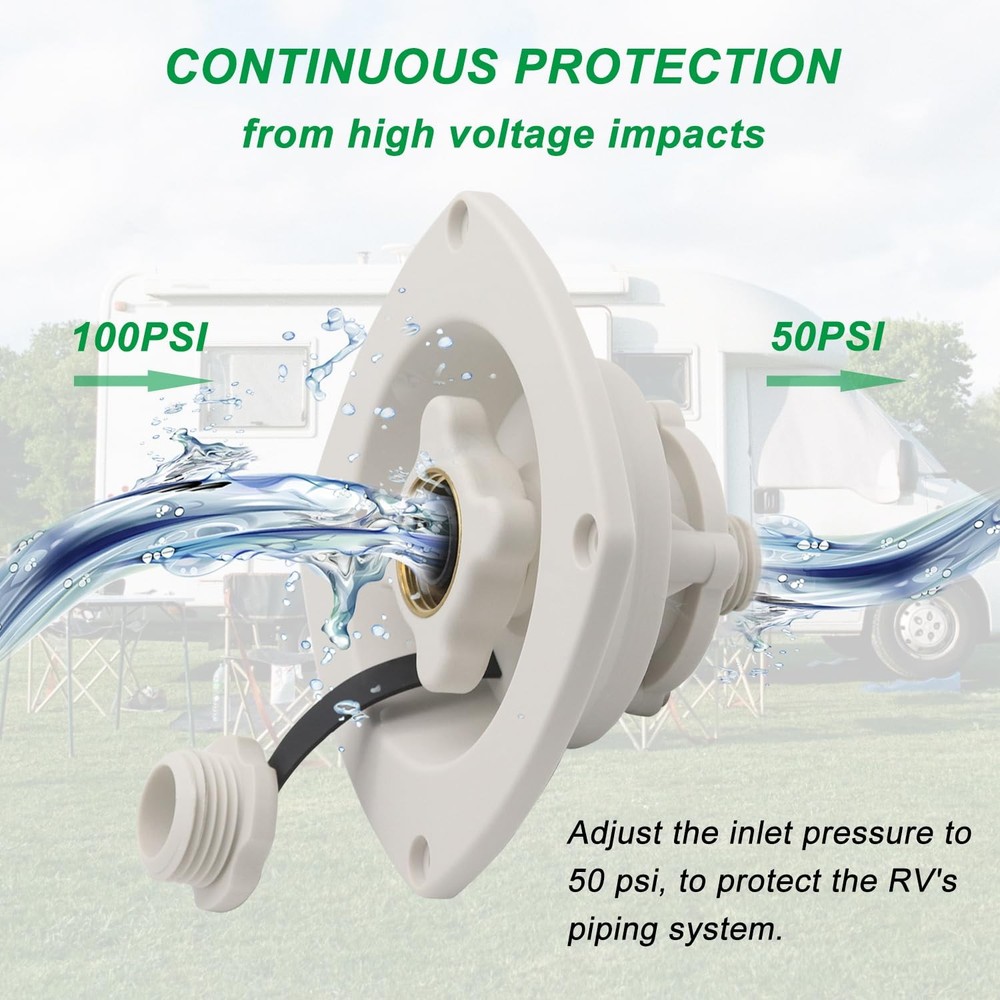 RV City Water Inlet Connection Pressure Reducing Fill Hatch with Brass Check ...