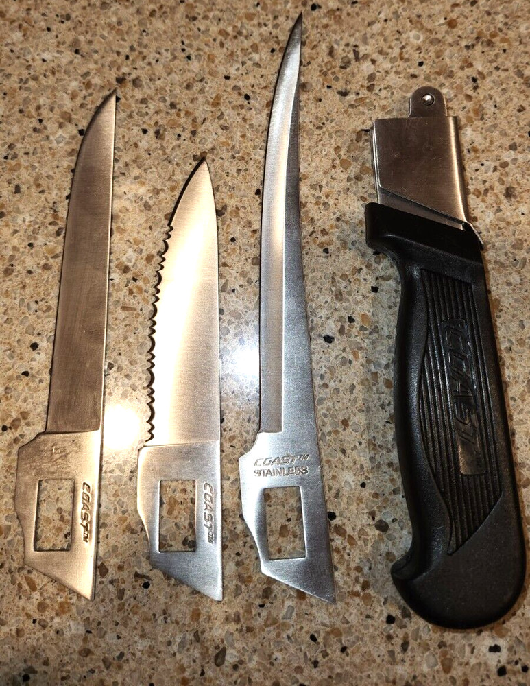 Coast 3 Interchangeable Blade Trader Knife & With Belt Sheath