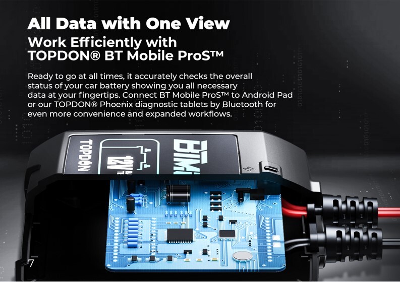 TOPDON BTMobile Pros Bluetooth Car Battery Analyzer 2000 CCA iOS Android App