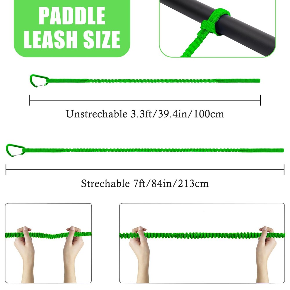 NVAAV 1/2/4 Pack Kayak Paddle Board Tether Leash 1pc(3.3-7ft), Green
