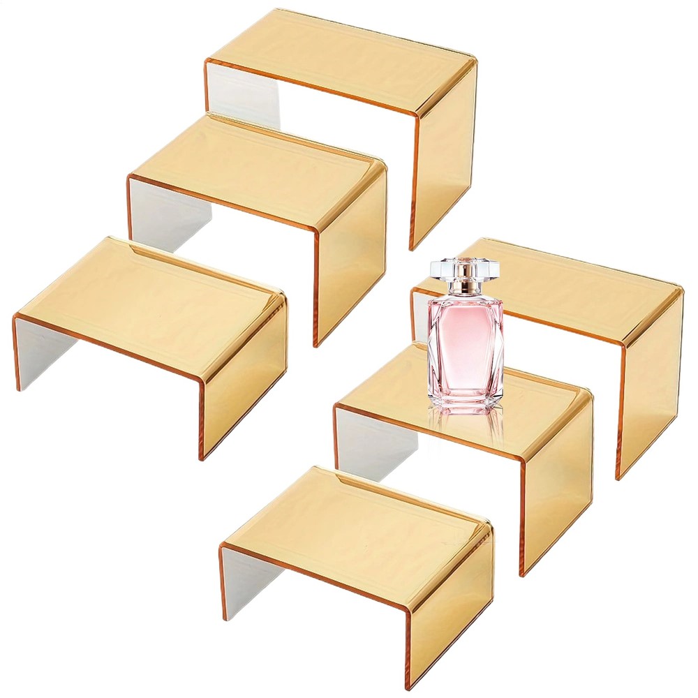 6pcs Acrylic Display Stand Riser 3 Sizes Storage Rack for Tabletop