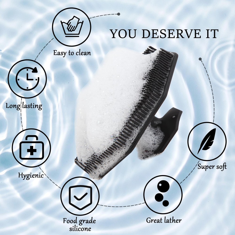 2Pack Silicone Body Scrubber, Body Buffer Exfoliating Brush with Silicone Loo...