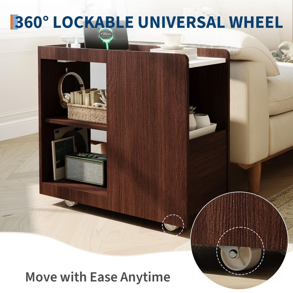 Side Table with Wheels