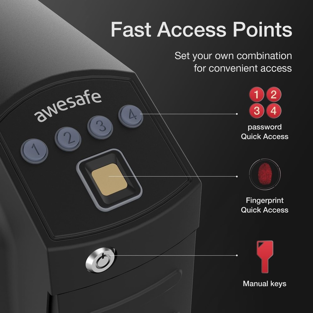 Compact Biometric Handgun Safe with LED Light - Secure Storage Solution