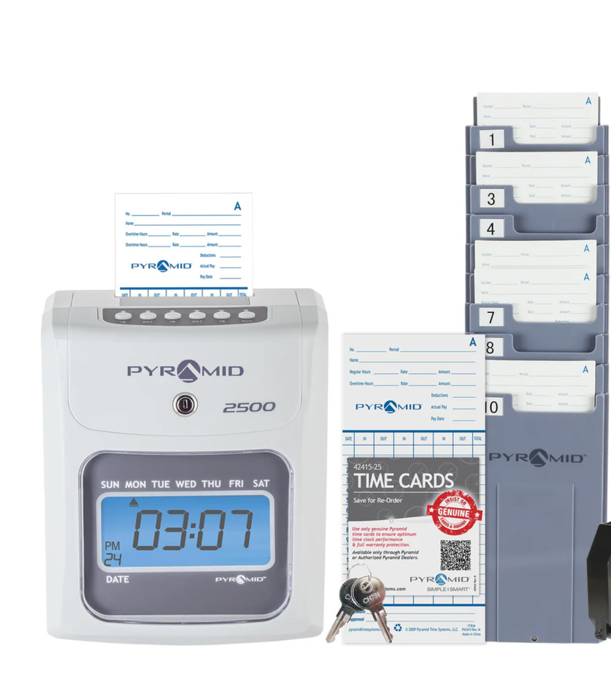 Pyramid Time Systems 2500 Employee Time Clock Punch Card Machine – Open Box