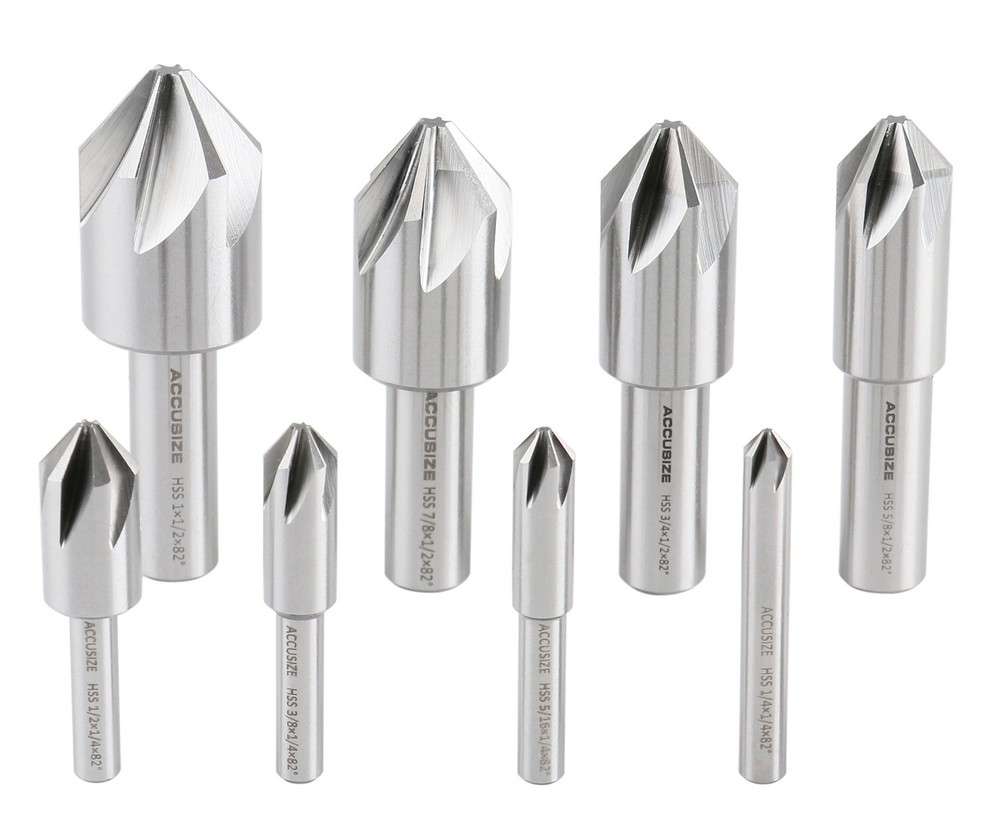 8-Pc Set 6-Flute H.S.S. Machine Countersinks, #0206-1018