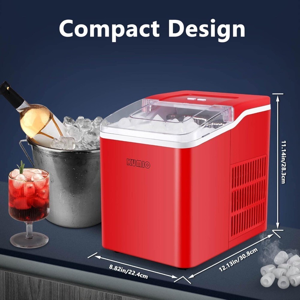 Ice Maker with Self-Cleaning, 9 Bullet Ices Fast Making in 6-8 Mins, Ice Machine