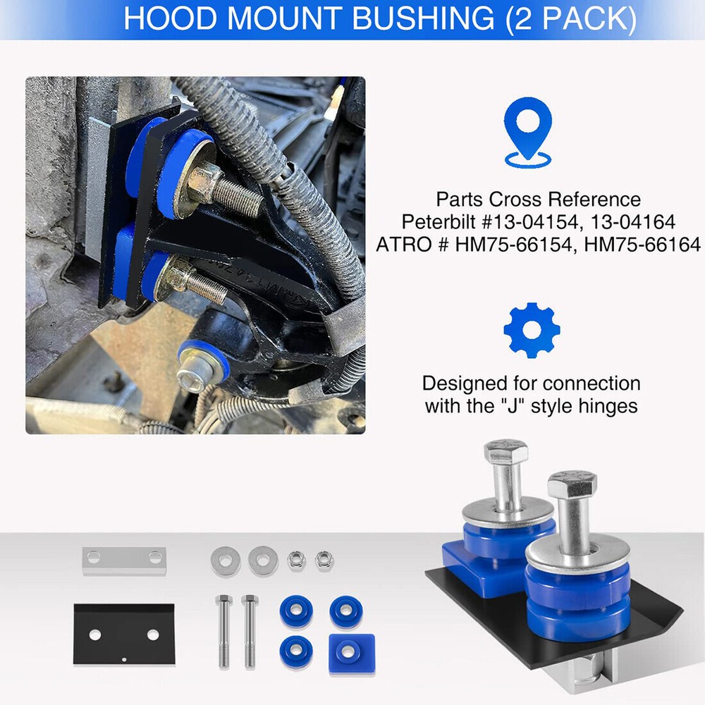 13-04164 Engine Hood Hinge Pivot Bushing Mount Bolt Kit For Peterbilt 378 379