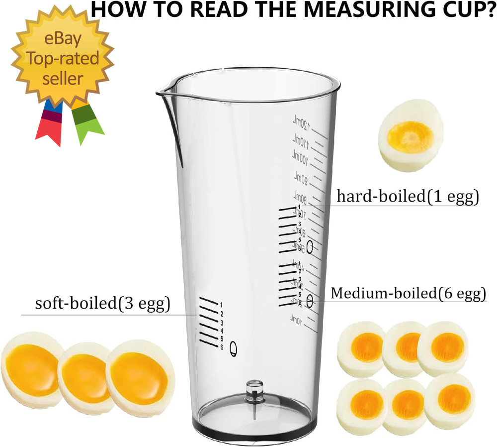 Rapid Egg Cooker Electric 6 Eggs Capacity Soft Medium Hard Boiled
