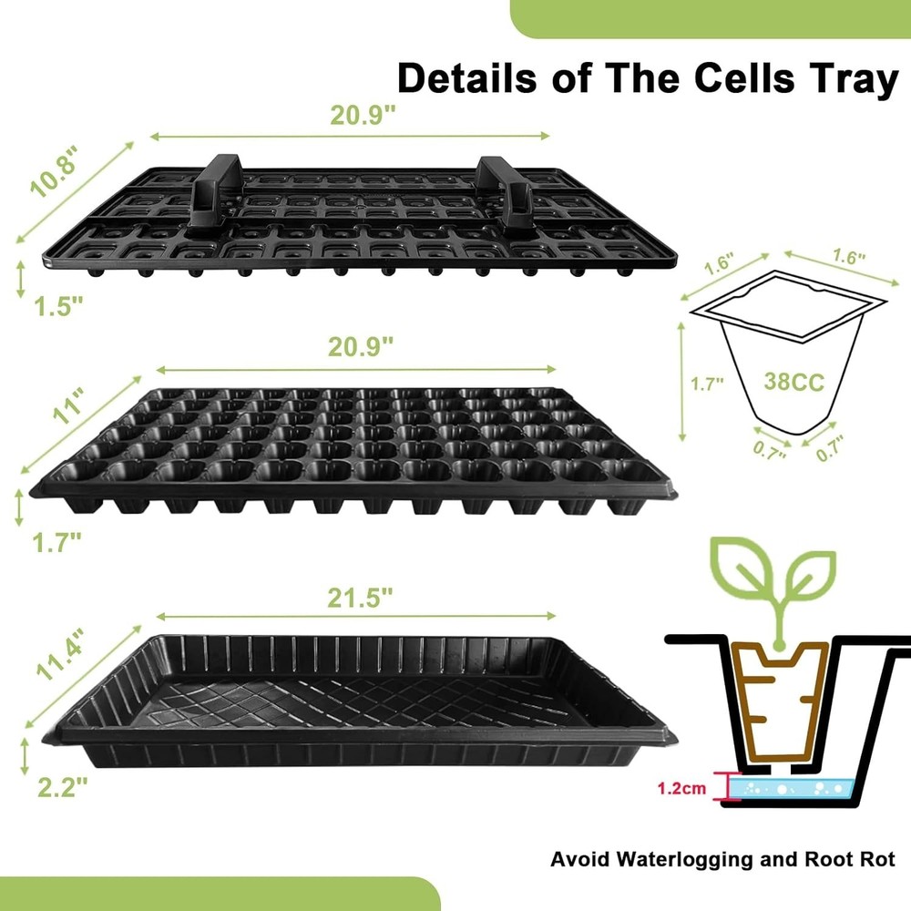 72 Cell Seed Starter Trays with Dibber 20 Pack Reusable Seedling Trays Plastic