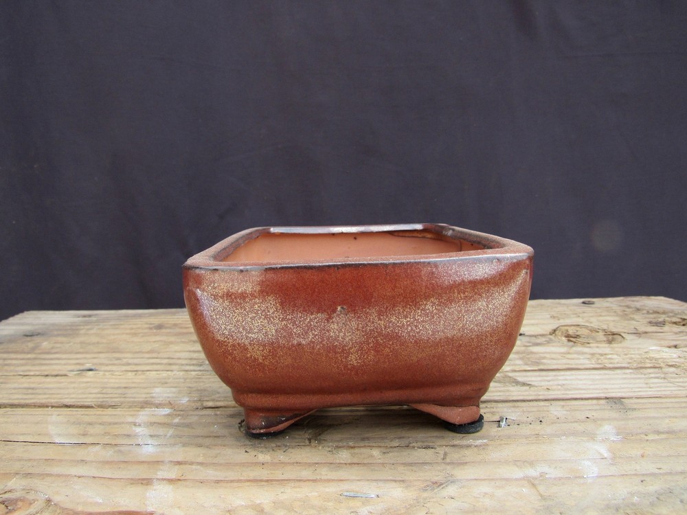 Aztec Orange Ceramic Professional Bonsai Pot - Rectangle - 6" x 4" x 2"