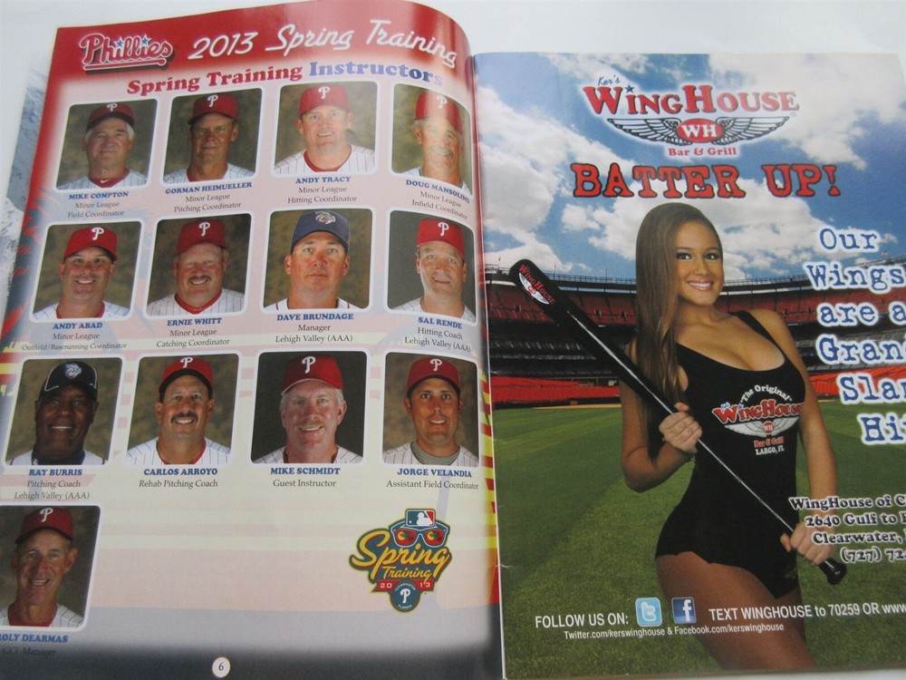 2013 Philadelphia Phillies Spring Training Program Clearwater Florida Utley Lee