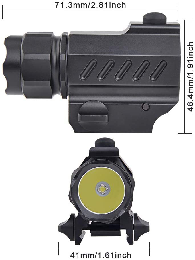 Rail Mounted Compact Tactical Gun Light Weapon Torch LED Flashlight NB For Glock