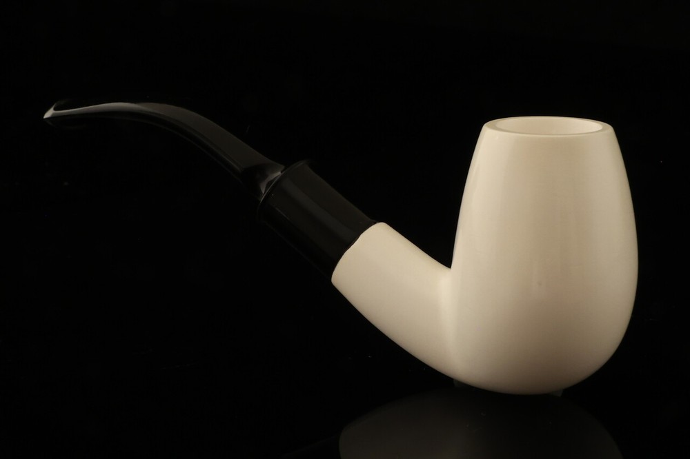 Bent Billiard Block Meerschaum Pipe with custom case 13990