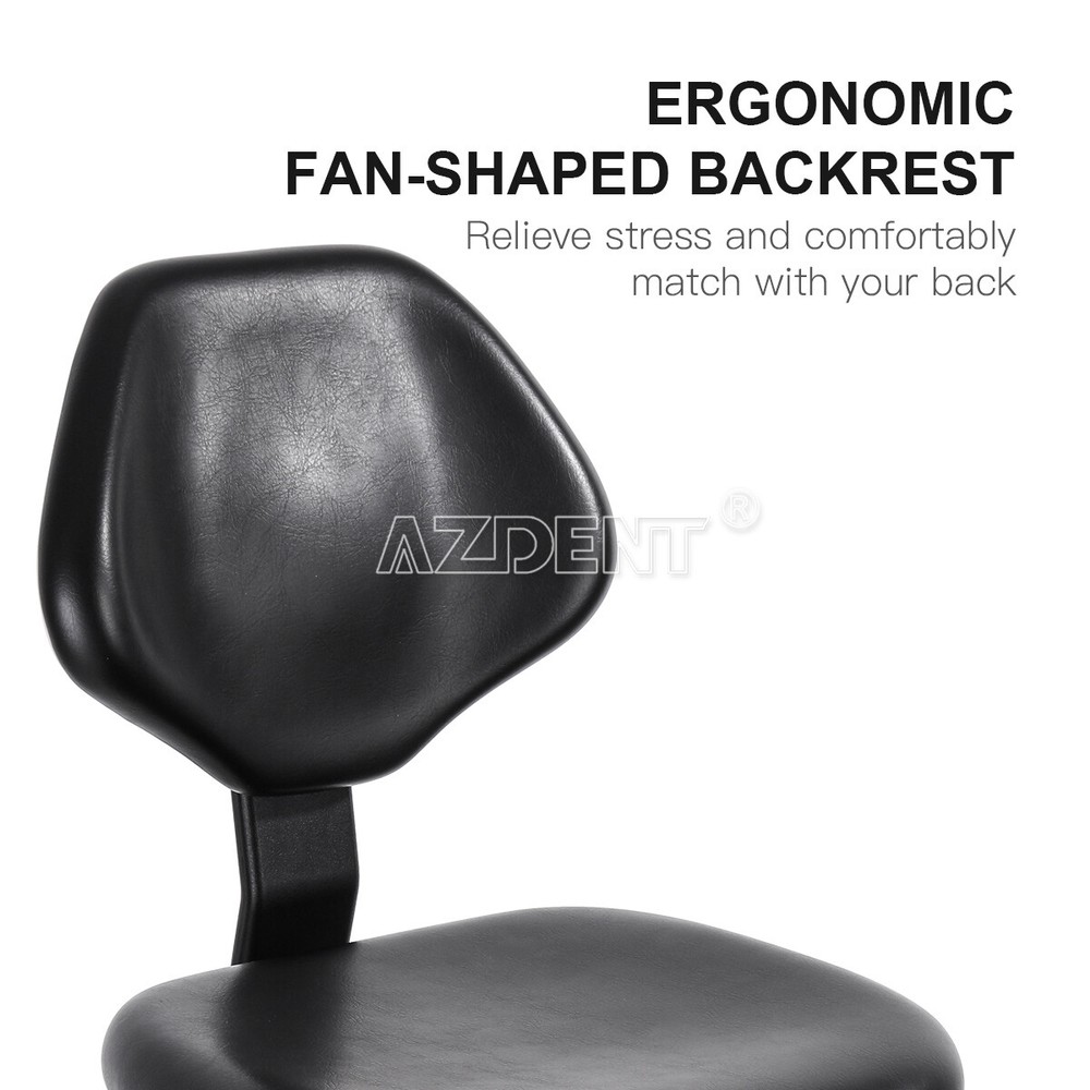 Dental Assistant Stool 360° Rotation Armrest PU Back Curve Casters Doctors