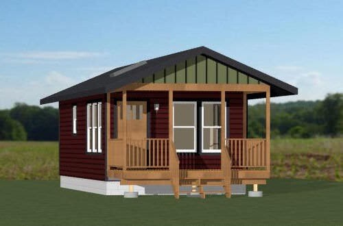 14x28 Tiny House -- 391 sq ft -- PDF FloorPlan -- Model 3D
