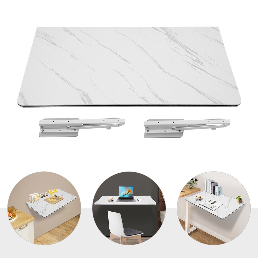 Folding Wall Mounted Laptop Desk with Brackets Space Saving Foldable Table