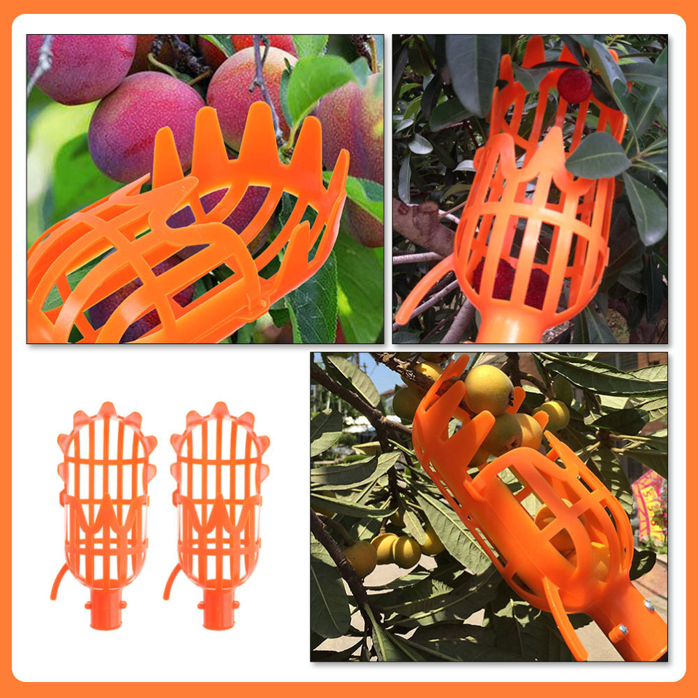 2 Pcs Apple Picker Basket Pole with Fruit Picking Portable Orange