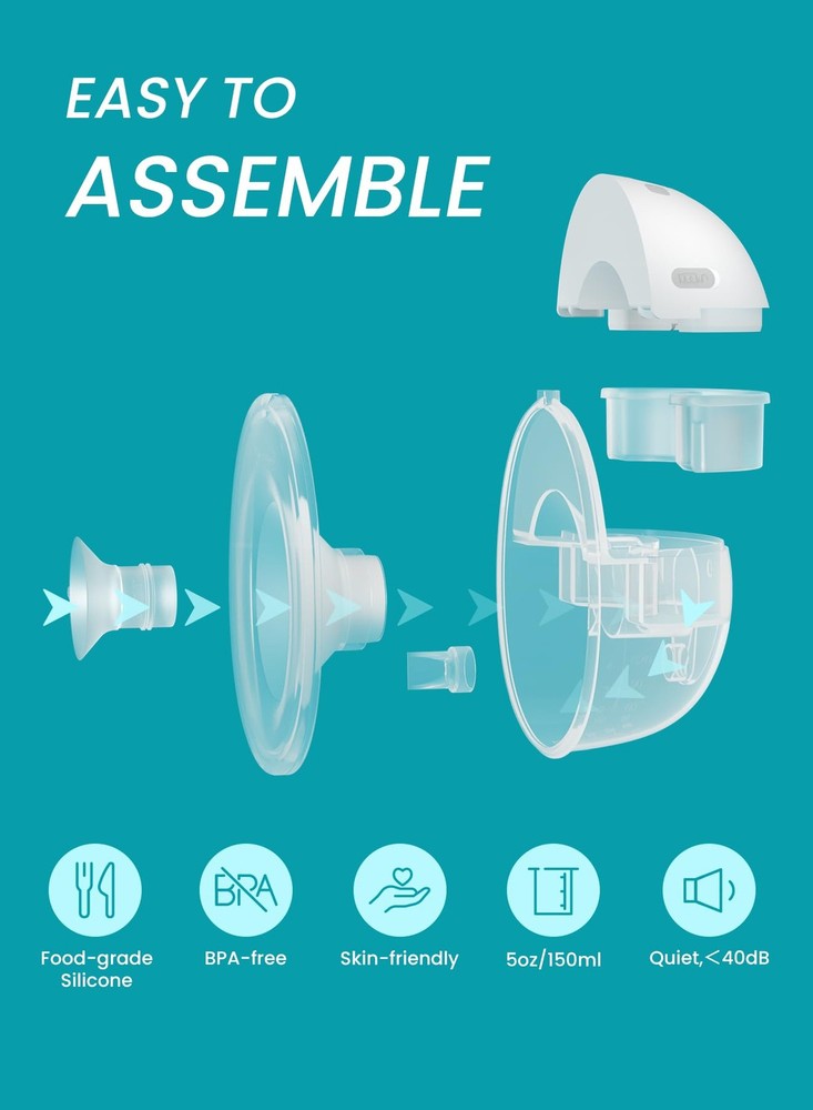 Paruu Hands Free Breast Pump P16, Wearable Electirc White