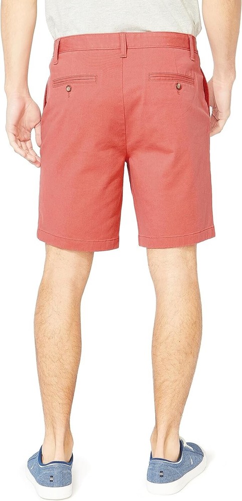 Nautica Men's Classic Fit Flat Front Stretch Solid, Mineral Red, 35W