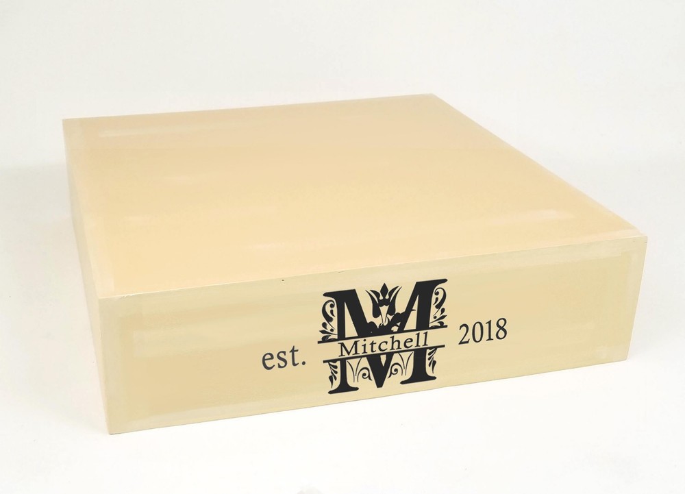 Personalized Wedding Cake Stand, Ivory Monogram Cake Stand, Personalized Cake...