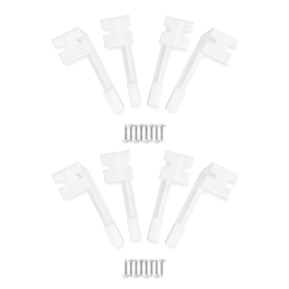 RV Designer Like White Plastic Side Curtain Drapery Hold Down Bracket - 8 Pack