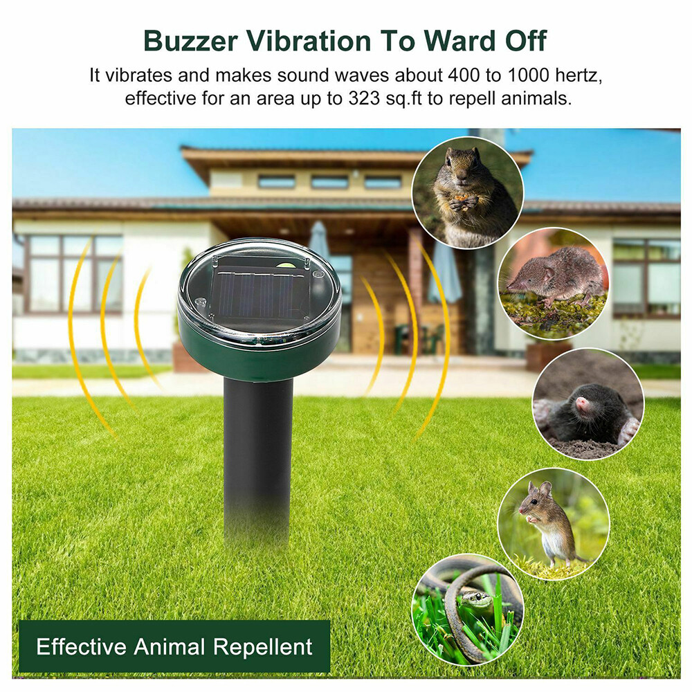 4/8/12/16Pcs Solar Mole Repeller Ultrasonic Sonic Gopher Ground Stake Repellent