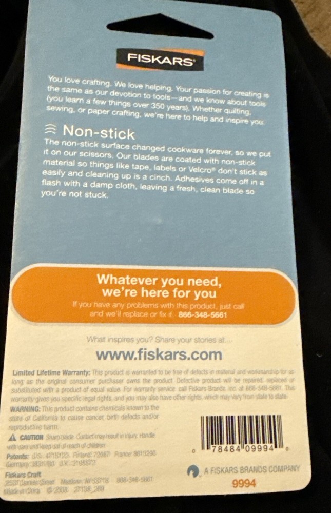 Fiskars No.5 Non-Stick Scissors NEW !