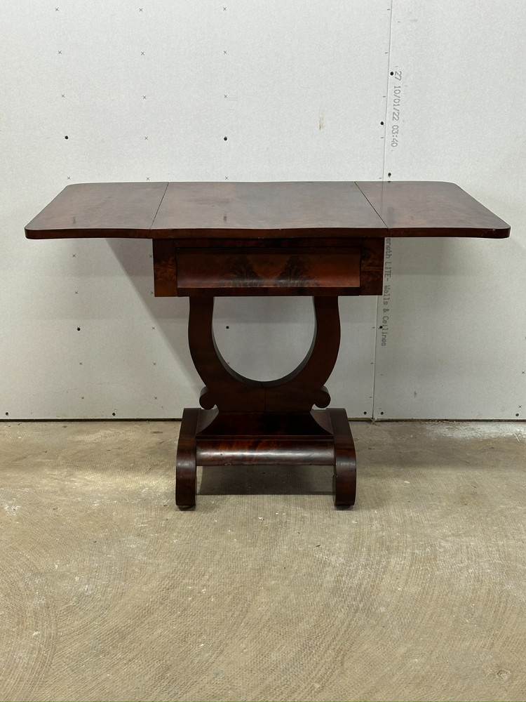 antique flame mahogany table empire classical drop leaf work night stand