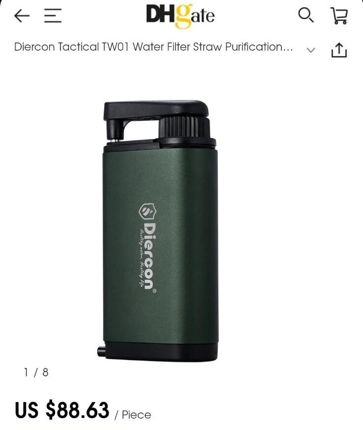 Tactical Water Filter Straw Purification System Pathogens Removal for Camping