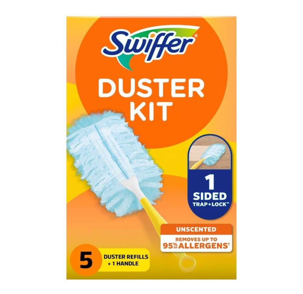 Swiffer Duster Kit 5 Refills, 1 Plastic Handle, Microfiber Heads