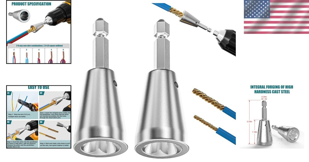 High Efficiency Compact Wire Twisting Tool for Electric Drills – 2 Pack