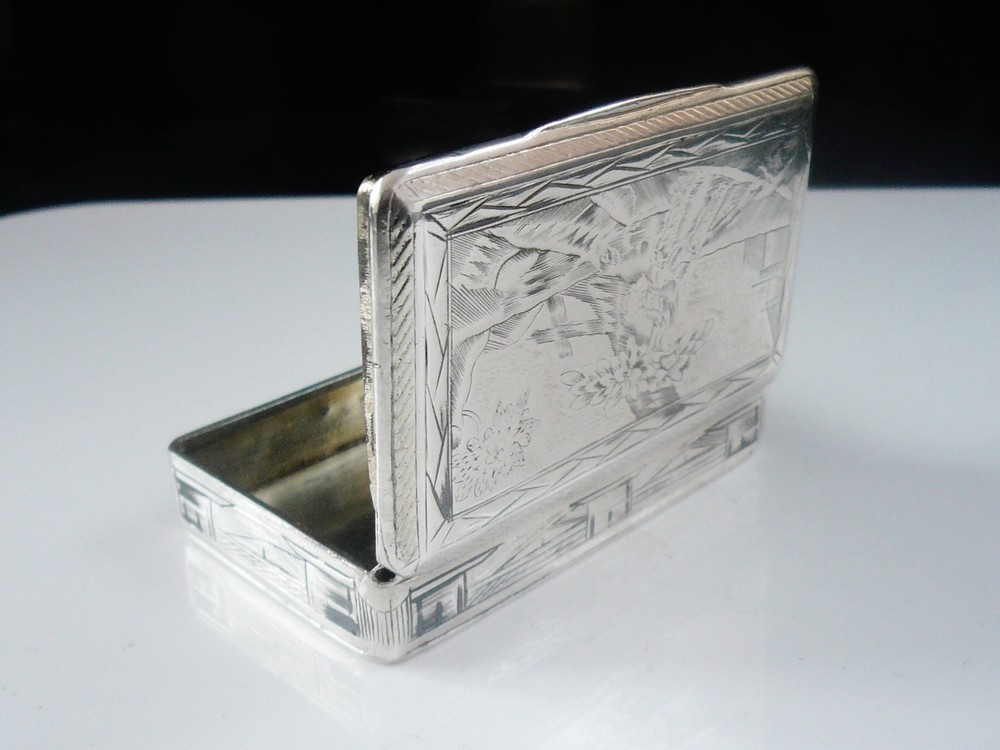 Antique Russian Silver Niello Snuff Box from 1834