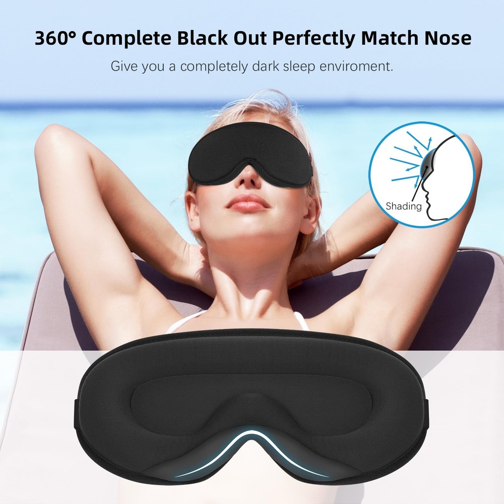 Sleep Mask,3D Contoured Sleeping Mask,99% Light Blocking Eye Mask