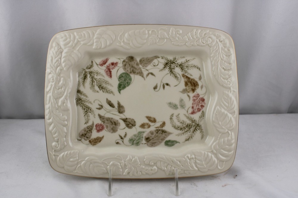 Lenox Nature's Impression Serving Tray Embossed Leaves