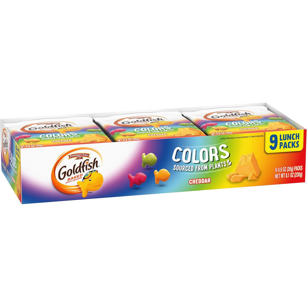Colors Cheddar Crackers, Snack Pack, 0.9 oz, 9 CT Multi-Pack Tray