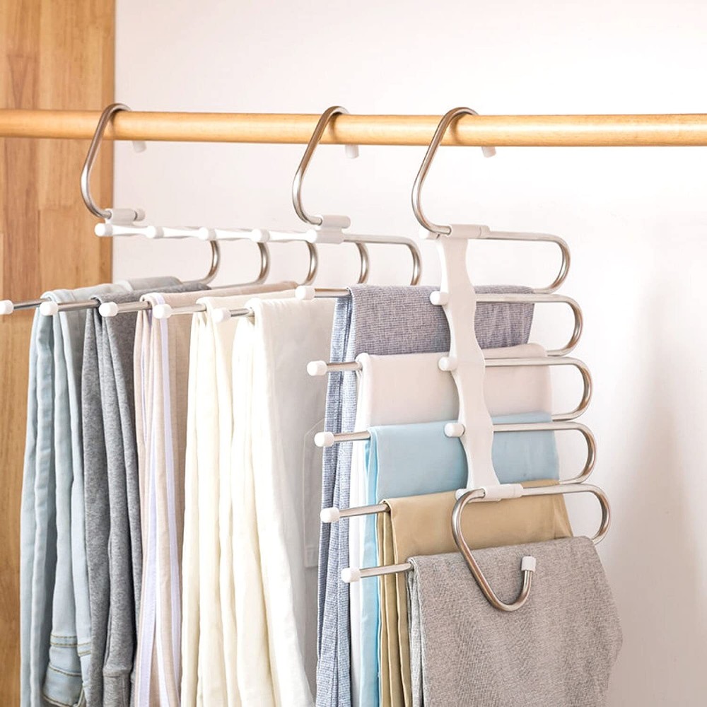 Upgrade Azeroth Pants Hangers 4 Pack Space Saving S-Type 4 Pack, White