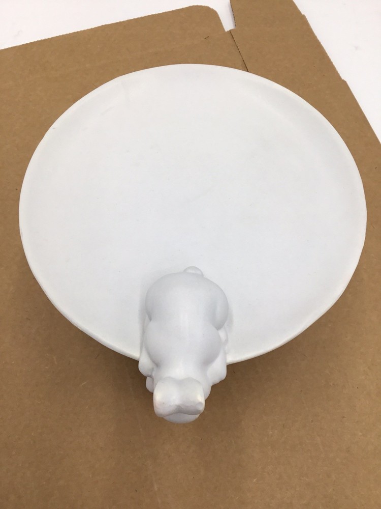 Haven 7.25" Two Figural Easter Bunnies Stoneware Cake Stand White