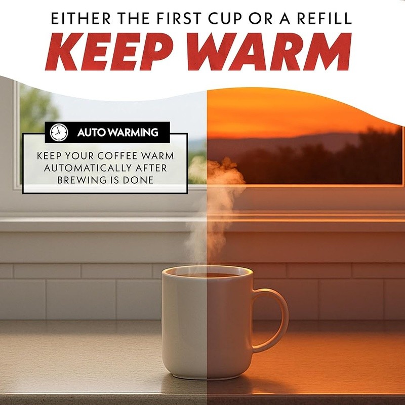 One Touch Coffee Maker 5 Cup Fast Brewing Keep Warm Function Easy View Window US