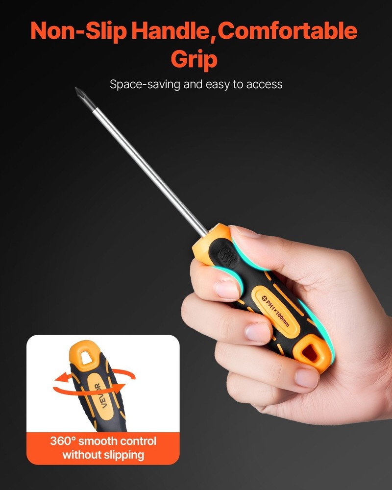NEW HOT/ Screwdriver Set,12-Piece Hand Tools Set w/Magnetic Tips,Includes 5 Phi