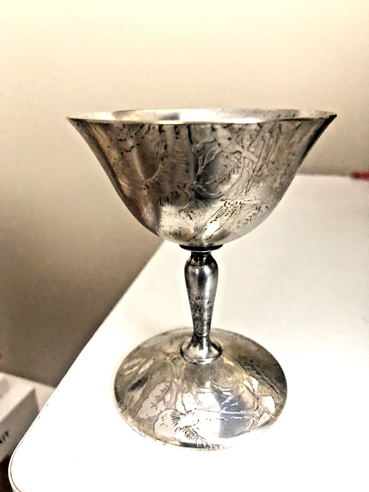 Vintage W.B. MFG Co. Silver Plate Goblet - TAPESTRY - Floral 3550