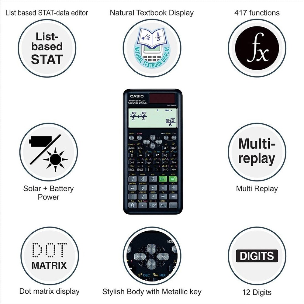 CASIO FX-991ES Plus 2nd Edit Functional Scientific 10+2Digit Calculator Student