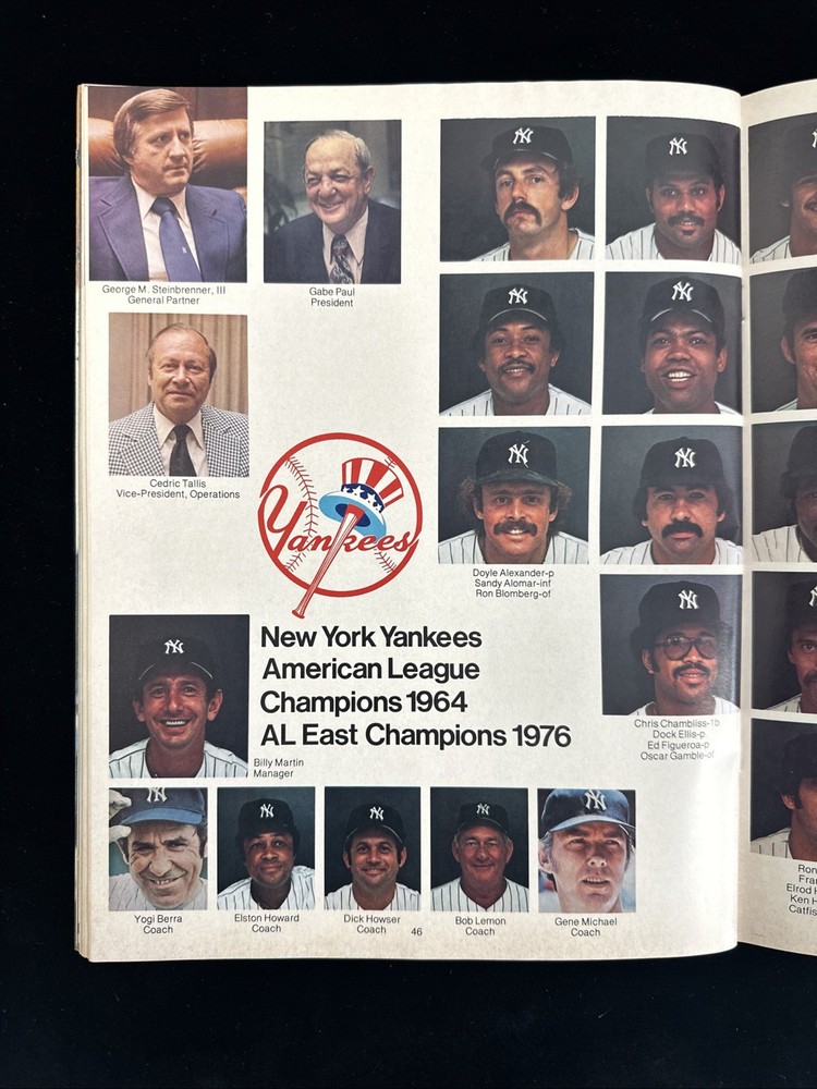 1976 World Series Program Game 3 Reds @ Yankees w/ Yankees Insert - Scored - EX