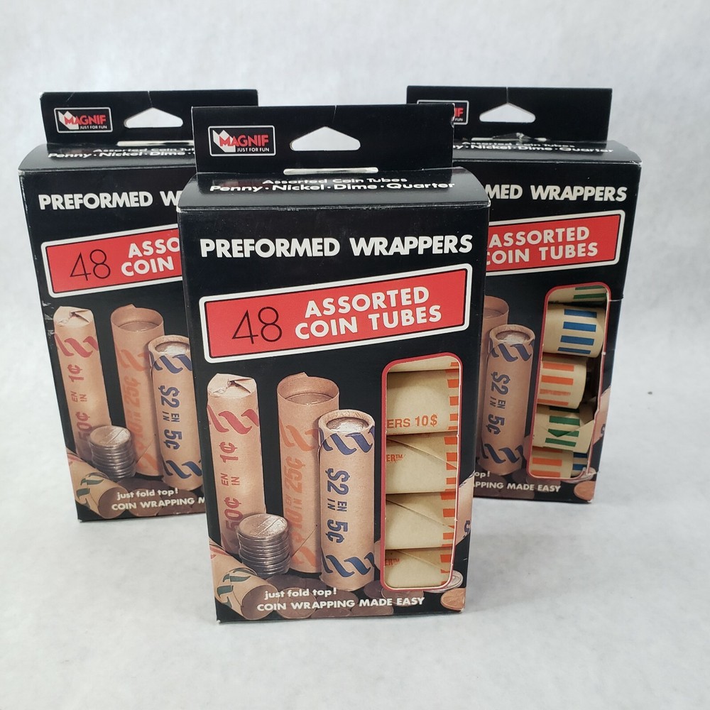 Magnif 4610 Preformed Coin Wrappers Assorted 48 Count + Extra