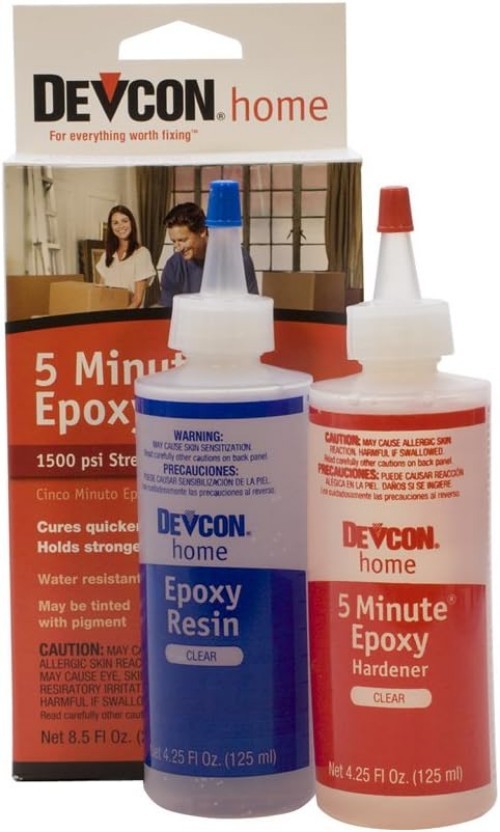Devcon Epoxy, 5 Minute Epoxy, 4-1/2 Ounce Bottles, 2 Bottles |