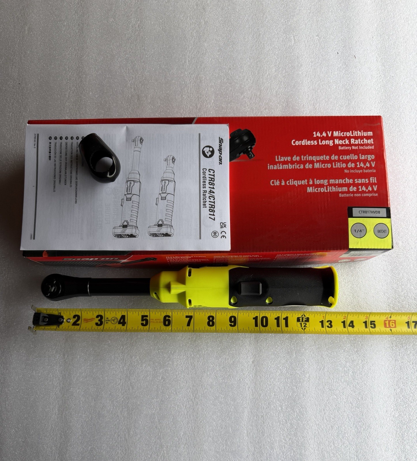 NEW SNAP ON CTR817HVDB 14.4V Lithium 1/4" Dr Brushless Long Neck Ratchet Tool