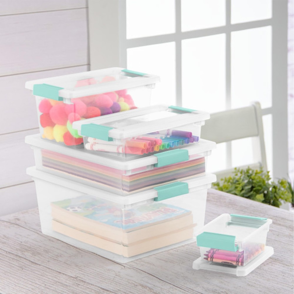 Sterilite Clip Box, Stackable Small Storage Bin with Large, Clear/Transparent